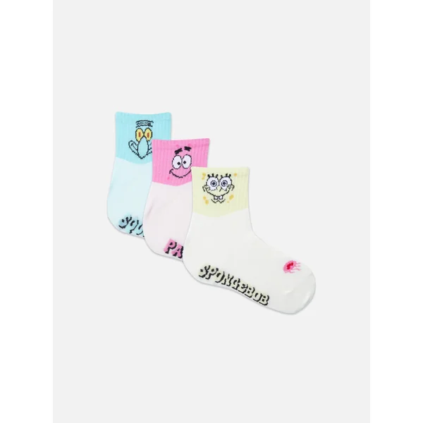 3-Pack SpongeBob SquarePants Quarter Crew Socks - Yellow