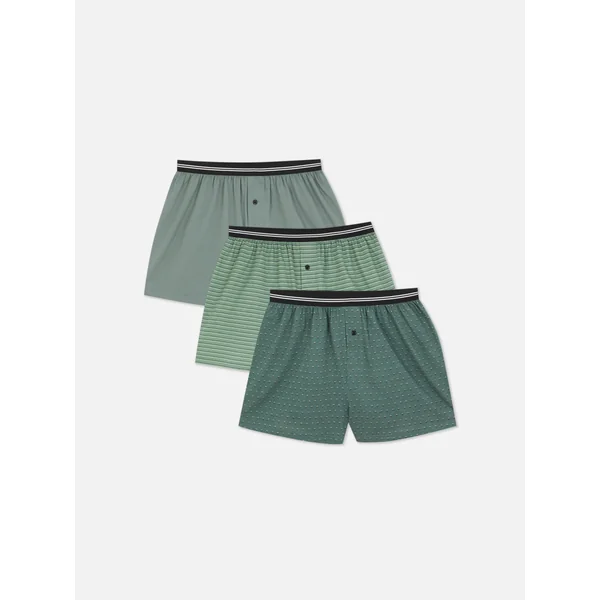 3-Pack Striped Loose Fit Boxers - Olive