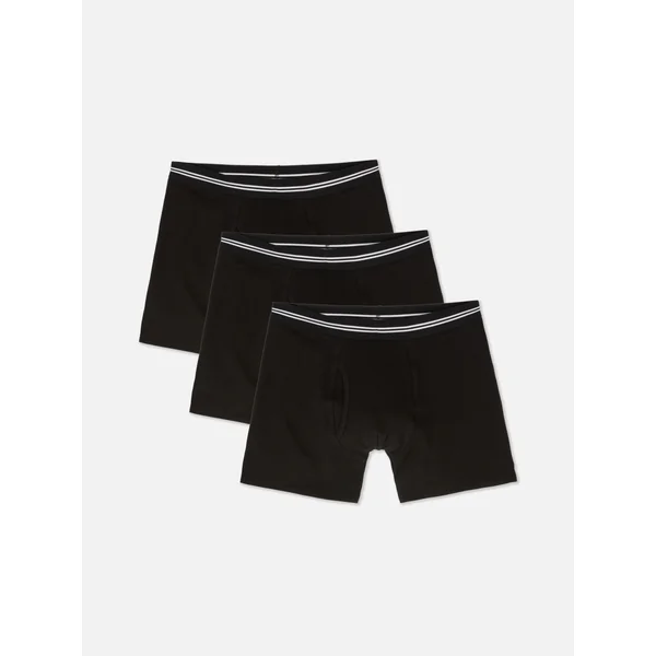 3-Pack Striped Waistband Boxer Briefs - Black