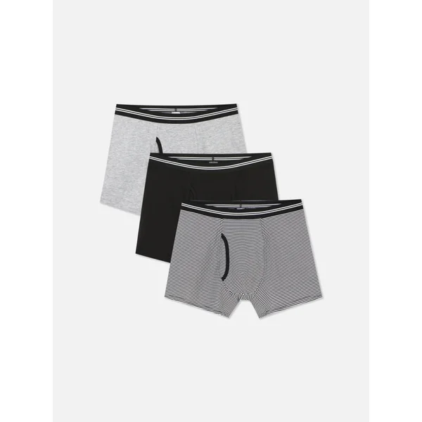 3-Pack Striped Waistband Boxer Briefs - Black