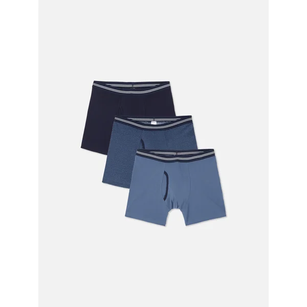 3-Pack Striped Waistband Boxer Briefs - Navy