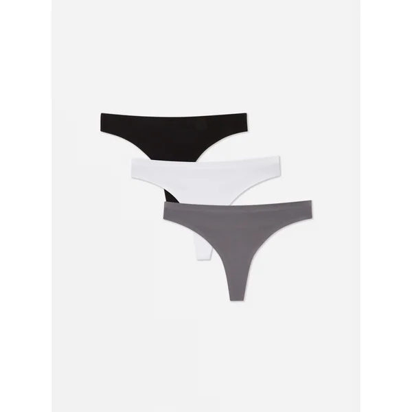 3-Pack Tonal Invisible Thongs - Black/White