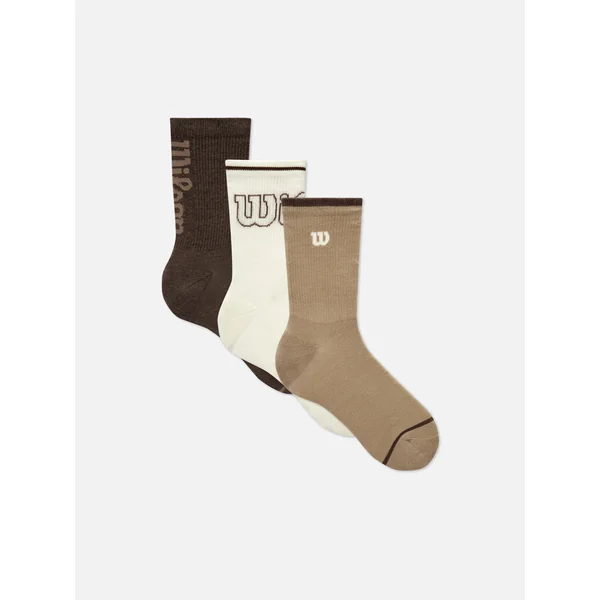 3-Pack Wilson Cushioned Crew Socks - Brown