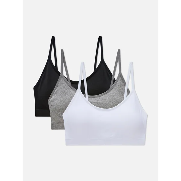 3-Pack Wireless Cropped Cami Bralette - Gray
