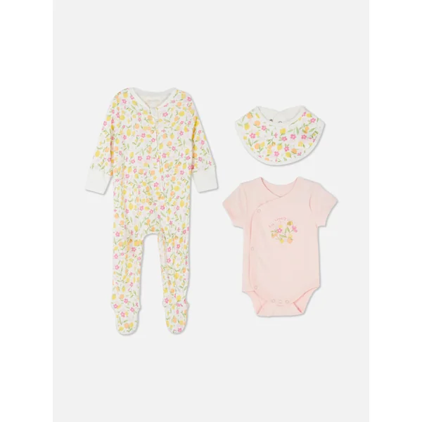 3-Piece Newborn Floral Set - Pink
