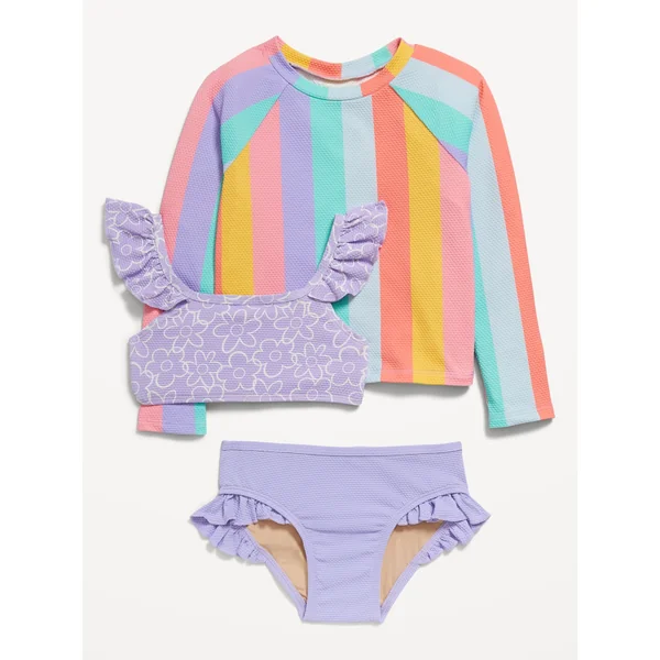 3-Piece Rashguard Swim Set for Toddler & Baby - Multi Stripe
