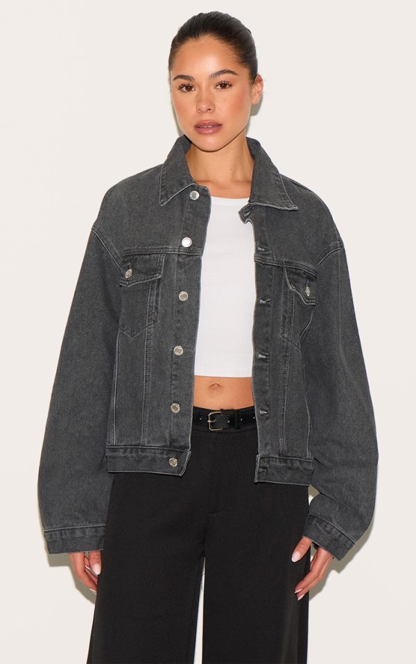Grey Oversized Classic Denim Jacket