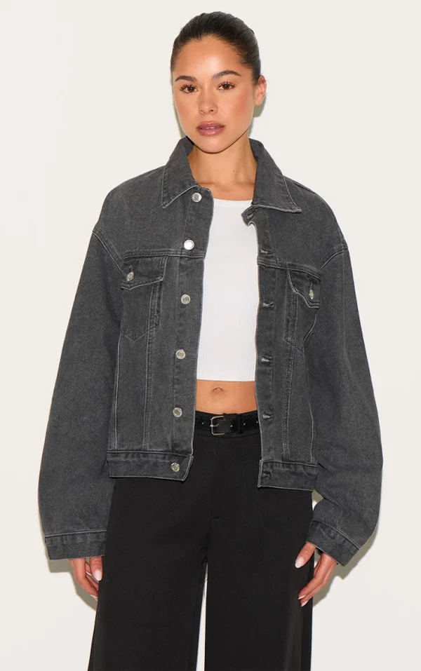 Grey Oversized Classic Denim Jacket