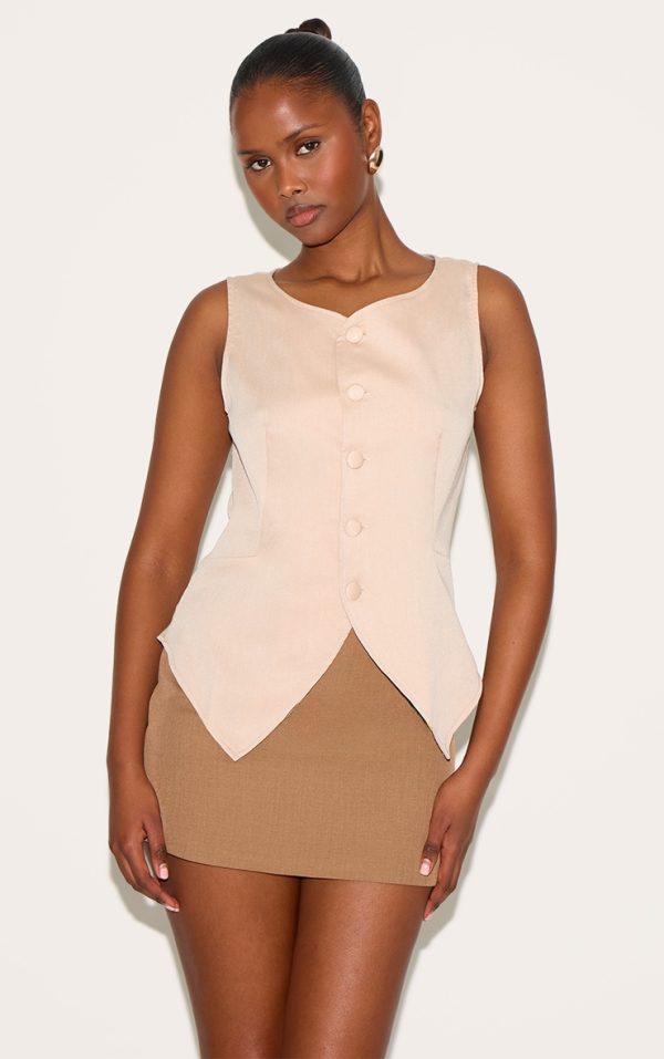 Oatmeal Long Line Vest
