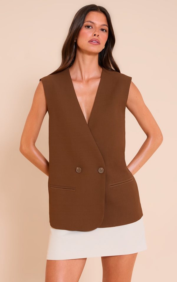 Brown Boxy Oversized Vest