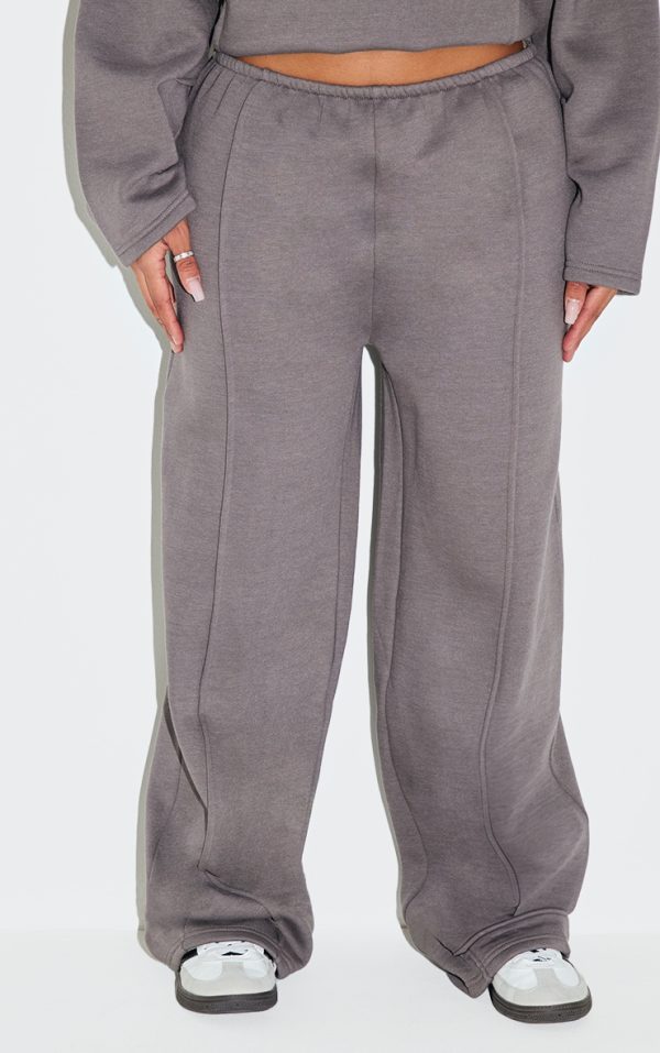 Shape Dove Grey Highwaisted Pintuck Wide Leg Sweatpants