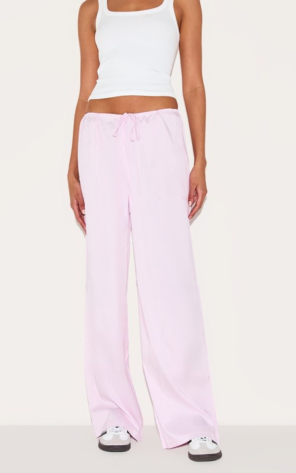 Pink Pinstripe Low Rise Drawstring Waist Pants