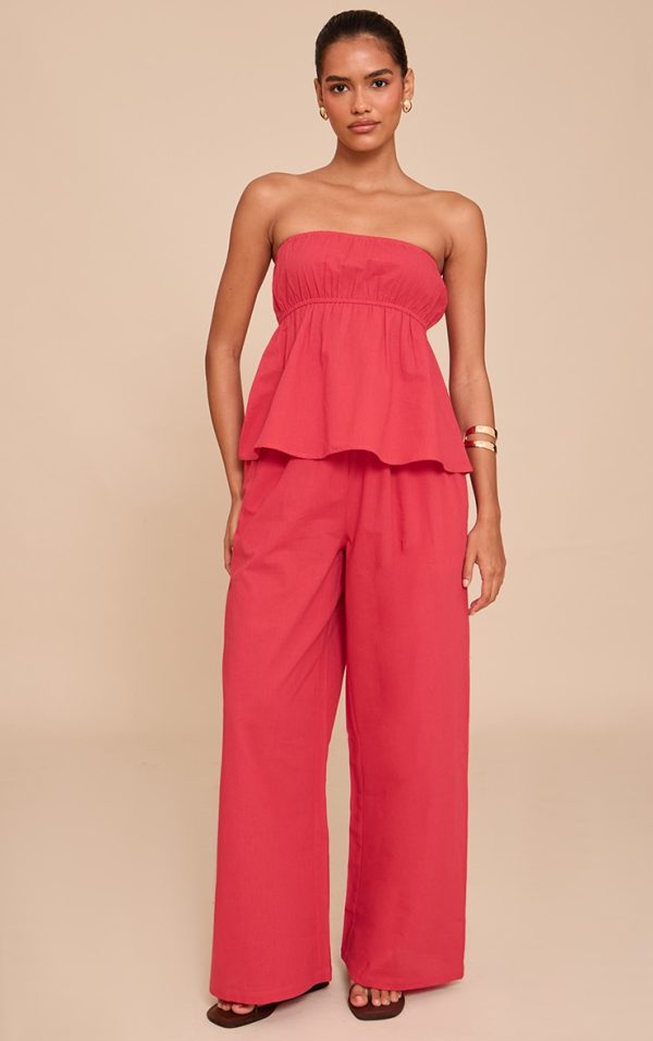 Tomato Red Floaty Wide Leg Pants