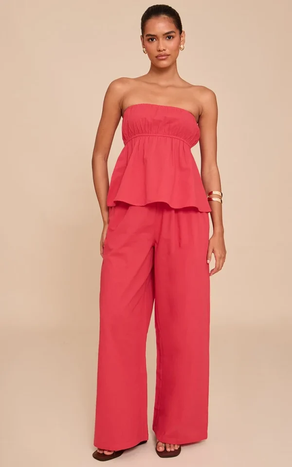Tomato Red Floaty Wide Leg Pants