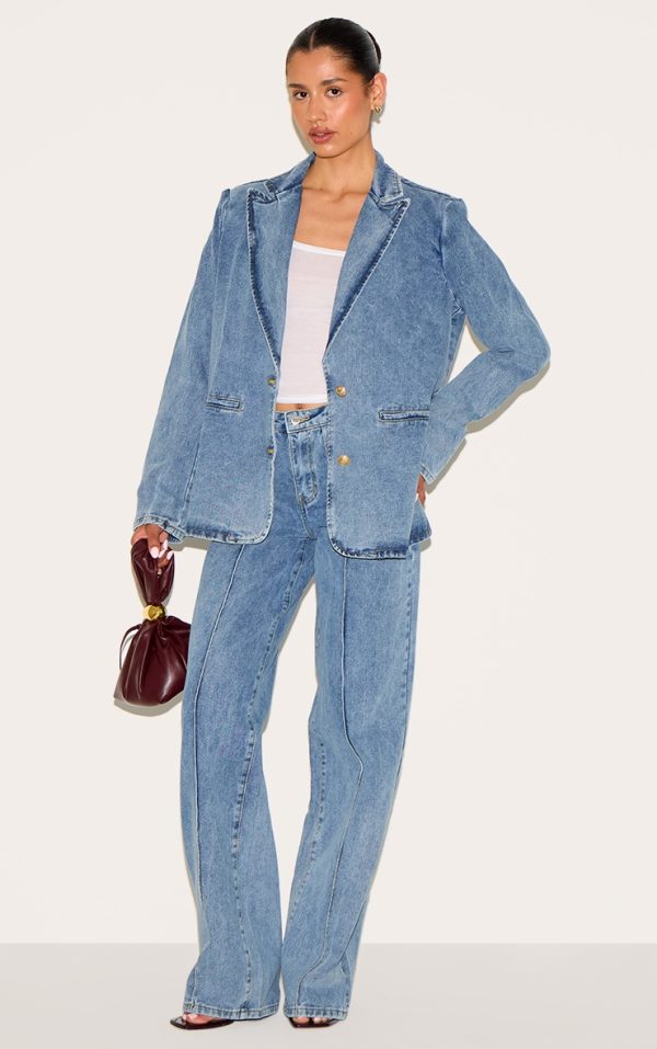 Tall Vintage Mid Wash Seam Wide Leg Jeans