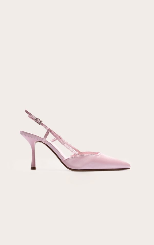 Wide Fit Baby Pink Satin Point Toe High Stiletto Court Heels