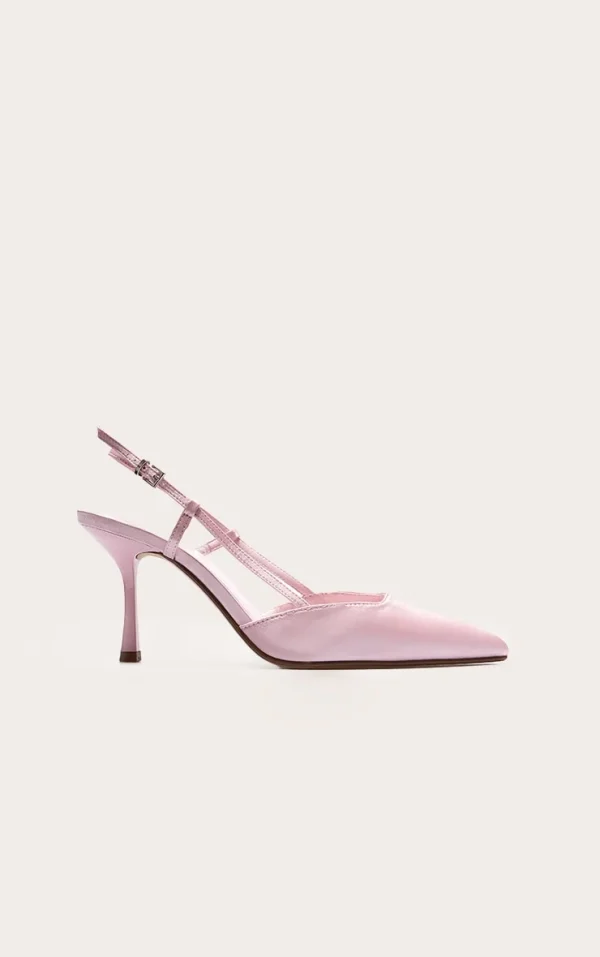 Wide Fit Baby Pink Satin Point Toe High Stiletto Court Heels