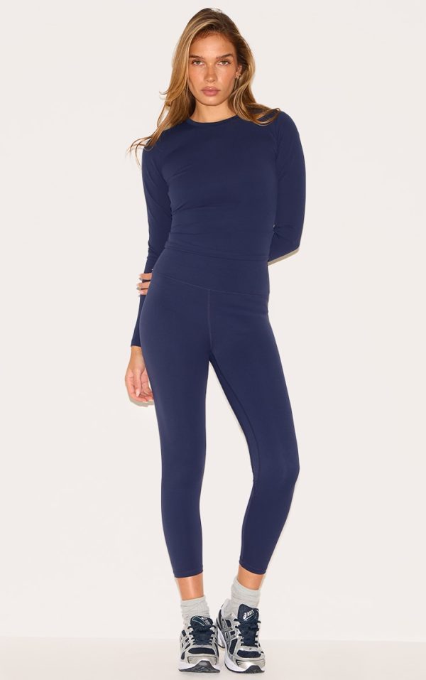 Navy Sculpt Cropped Gym Leggings