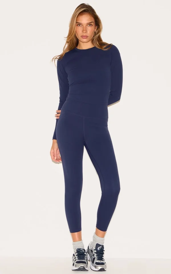 Navy Sculpt Cropped Gym Leggings