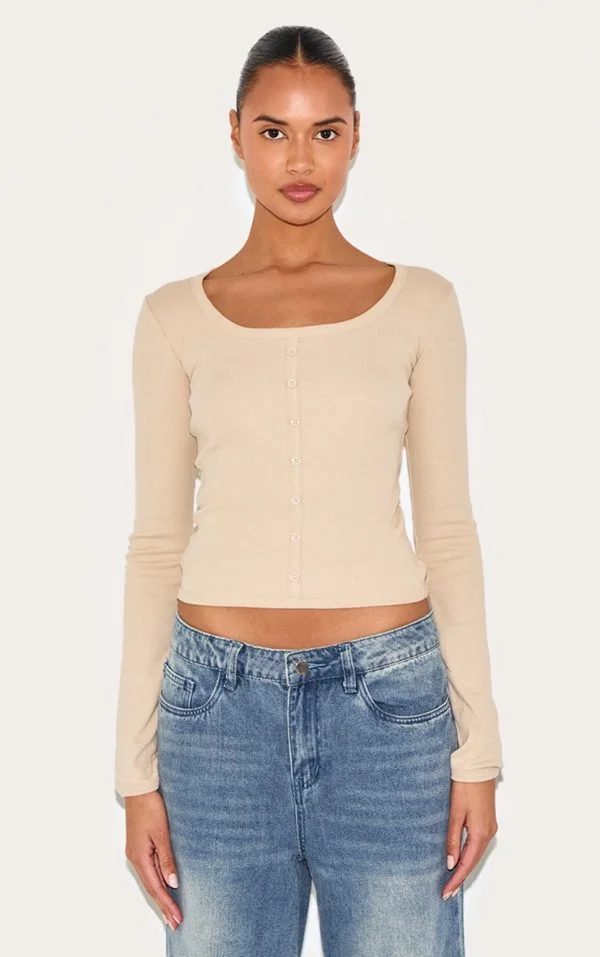 Stone Long Sleeve Ribbed Top
