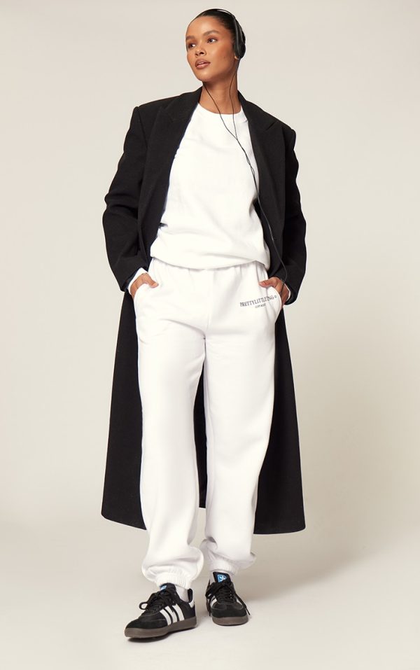 PRETTYLITTLETHING White Graphic Copyright Sweatpants