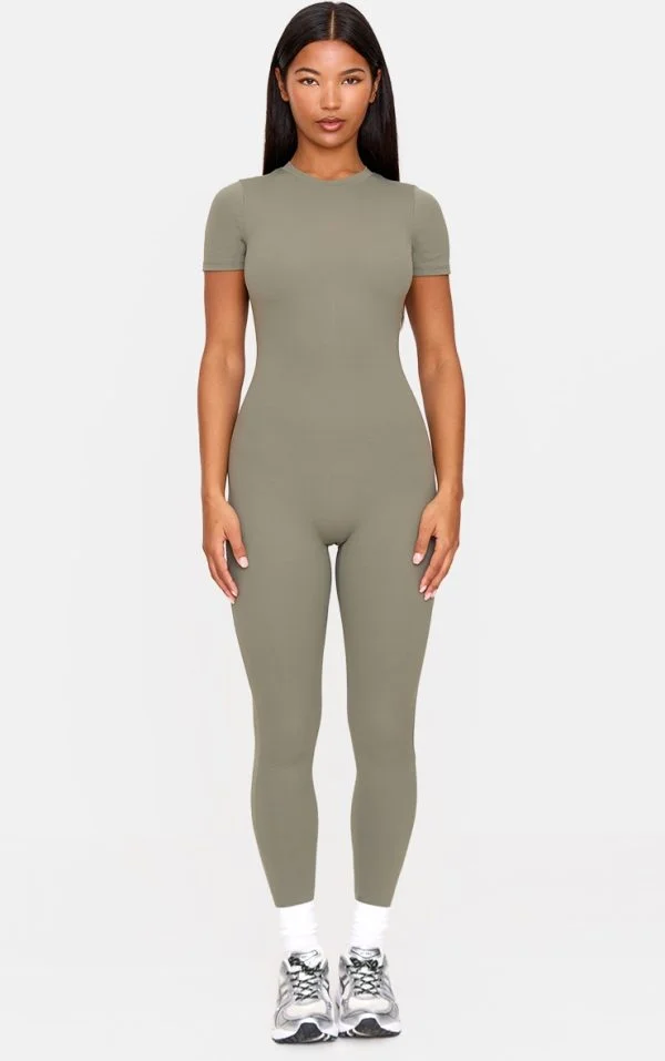 Olive Ultimate Sculpt Short Sleeved Unitard