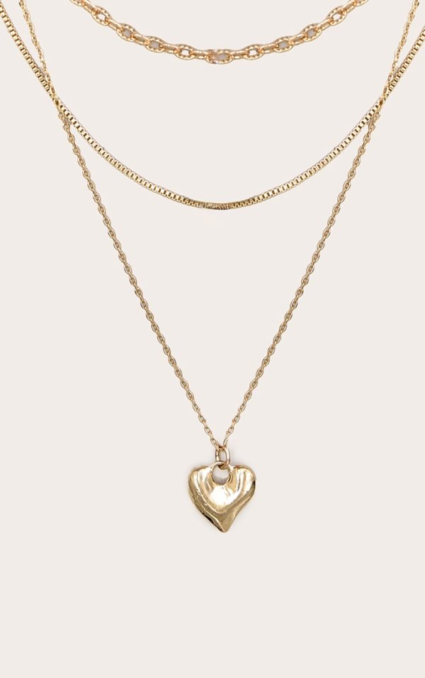 Gold Abstract Pendant Layered Necklace