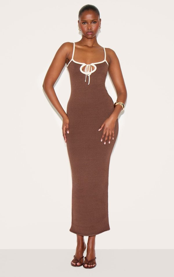 Chocolate Contrast Knit Dress