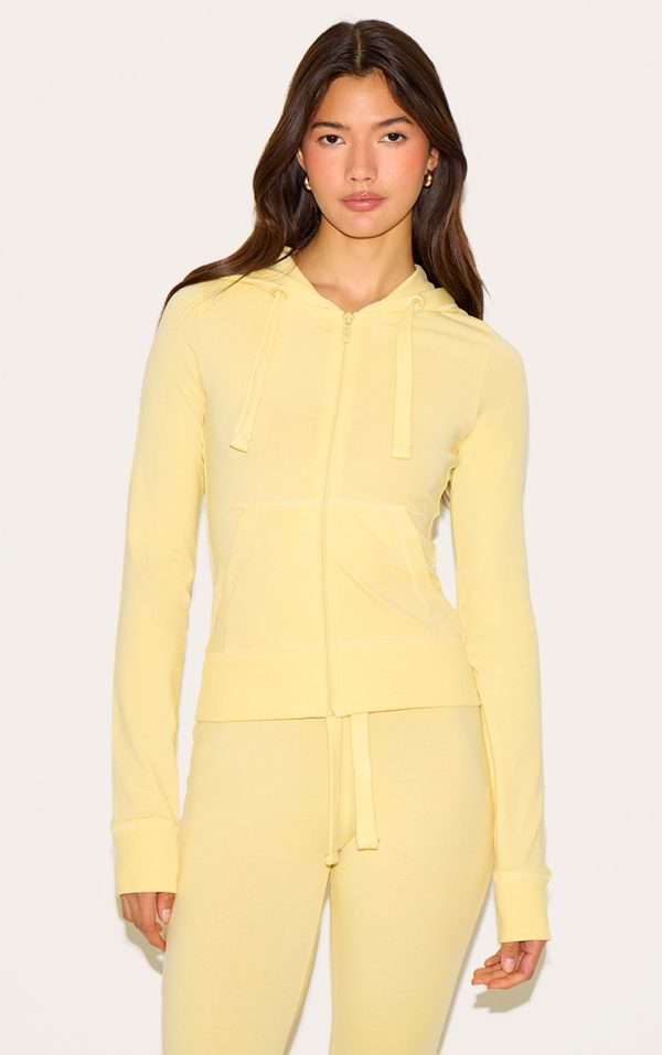 Butter Yellow Zip Up Fitted Track Top