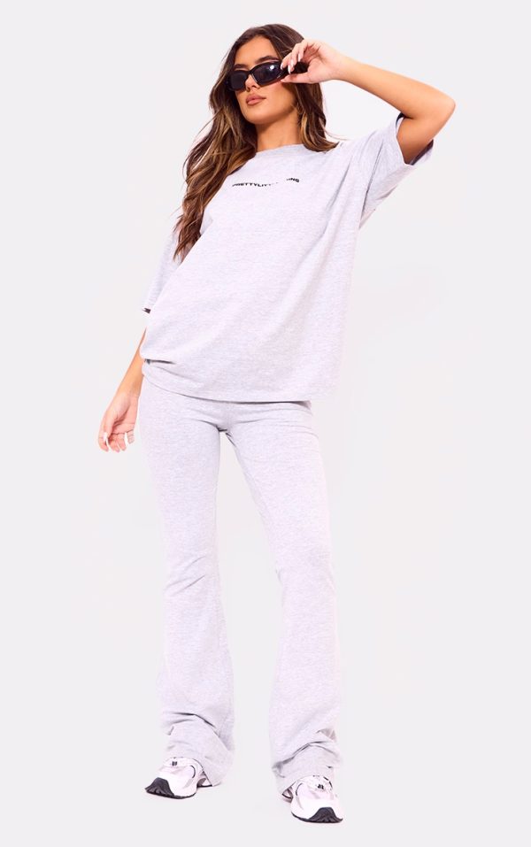 PRETTYLITTLETHING Ash Grey Print Flared Pant