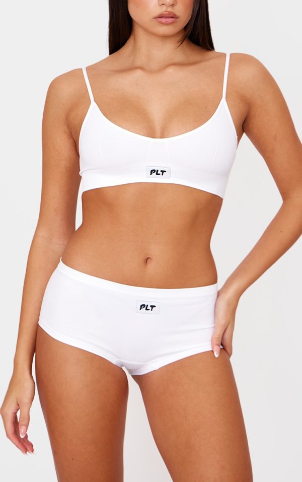PRETTYLITTLETHING White Woven Badge Seamless Brief