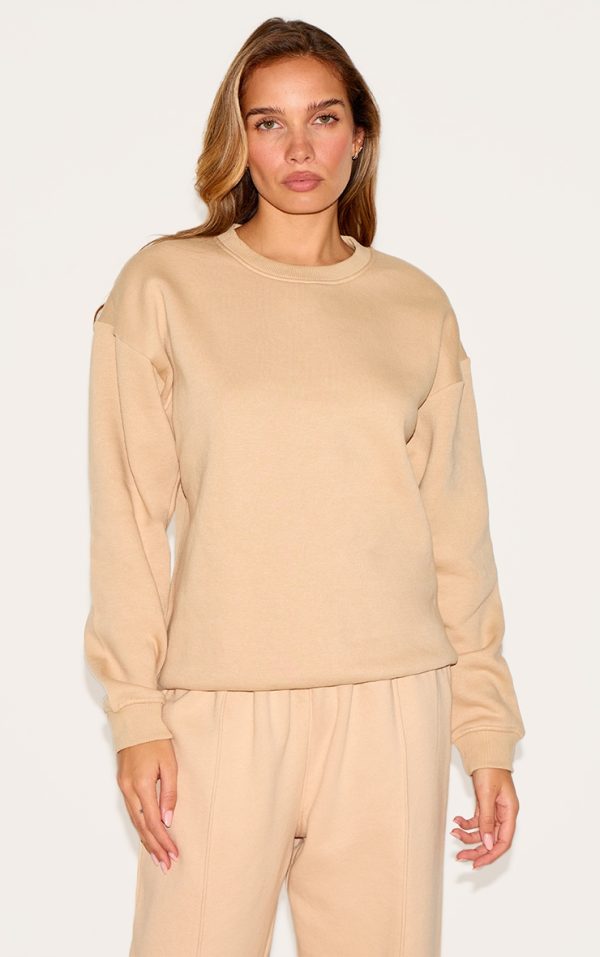 Sand Oversized Plain Fit Sweatshirt