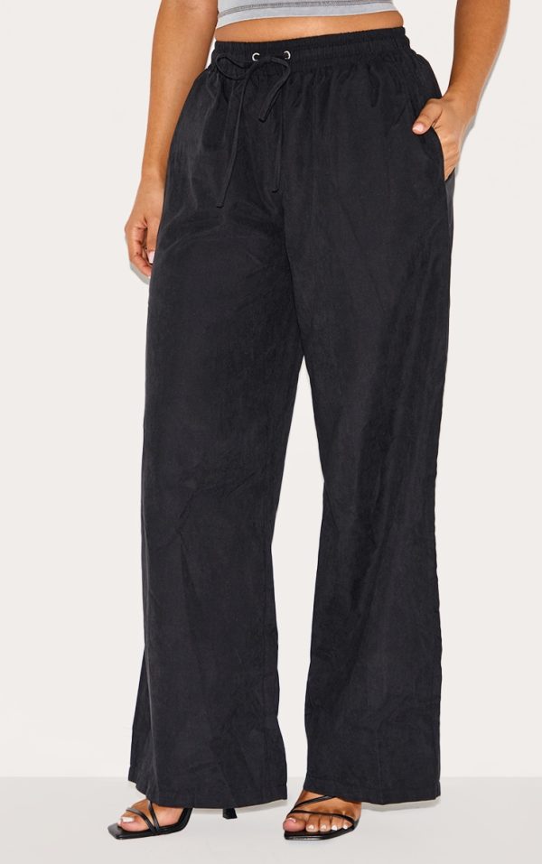 Petite Black Peach Skin Cargo Pants