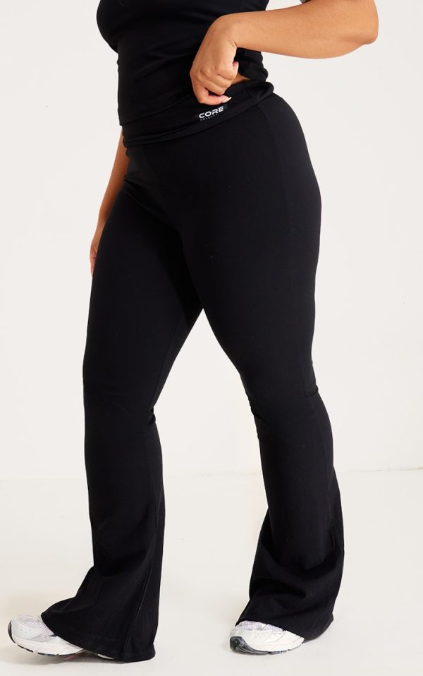 Plus Black Snatched Sculpt Foldover Pants