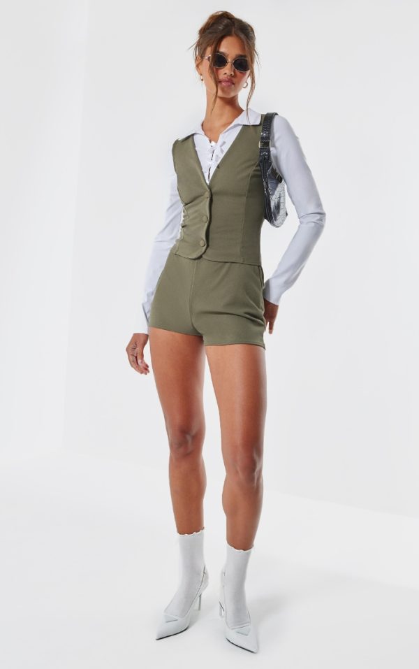 Khaki Soft Tailored Hotpants