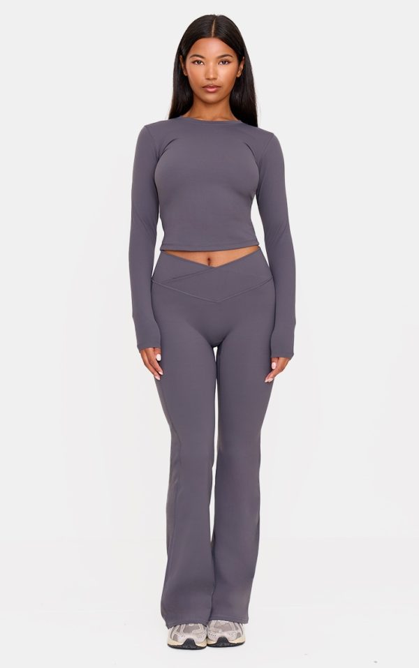 Charcoal Sculpt Wrap Waist Yoga Pants