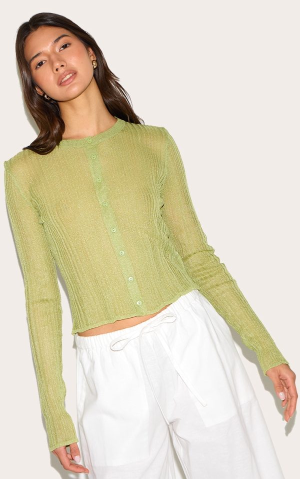 Olive Sheer Knit Cardigan
