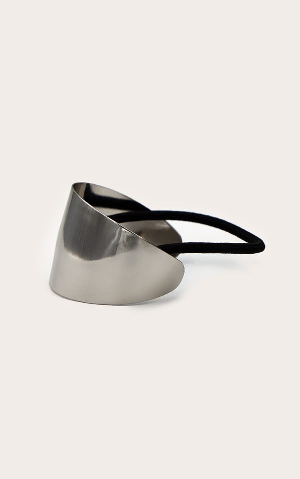 Silver Oversized Metal Detail Hair Bobble