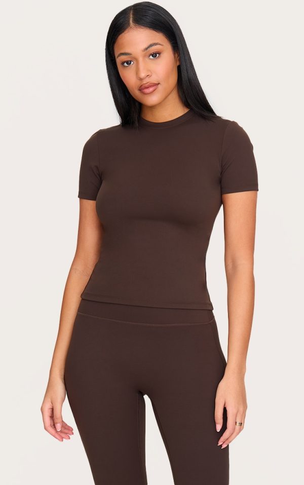 Tall Espresso Longline Sculpt Short Sleeve Gym Top