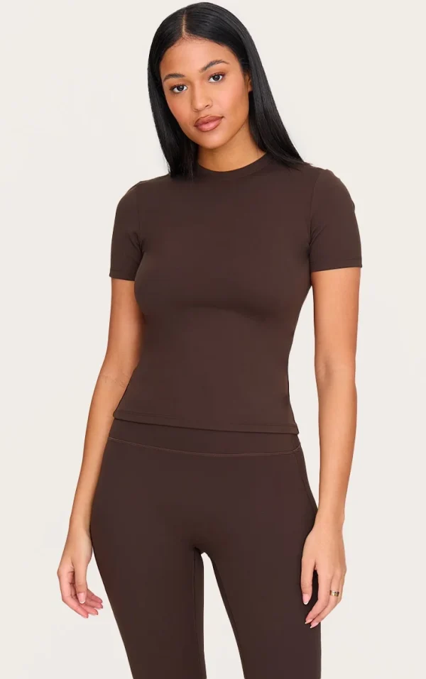 Tall Espresso Longline Sculpt Short Sleeve Gym Top