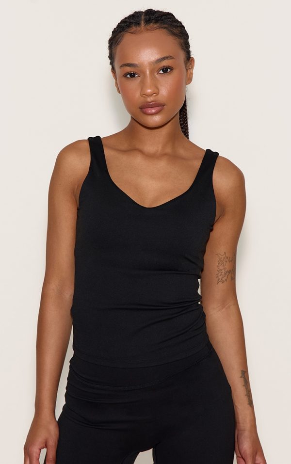 Petite Black Sculpt Longline Padded Sports Vest