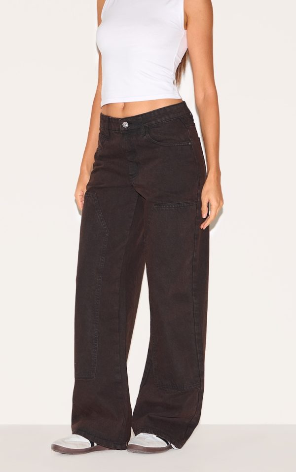 Dark Chocolate Carpenter Style Cargo Pocket Jeans