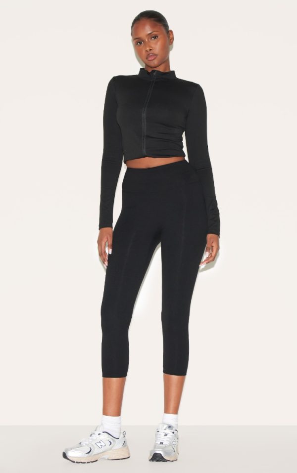 PLT SPORT Black Sculpt Pedal Pusher Leggings