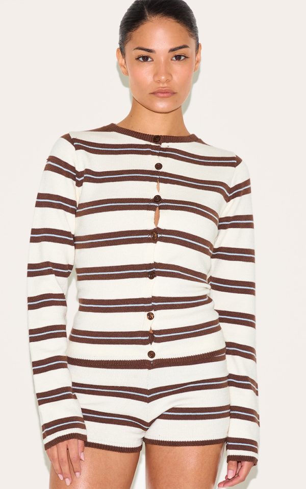 Petite Multi Knitted Stripe Long Top
