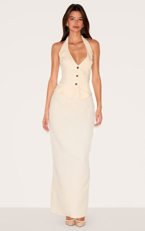 Butter Cream Vest Detail Maxi Dress