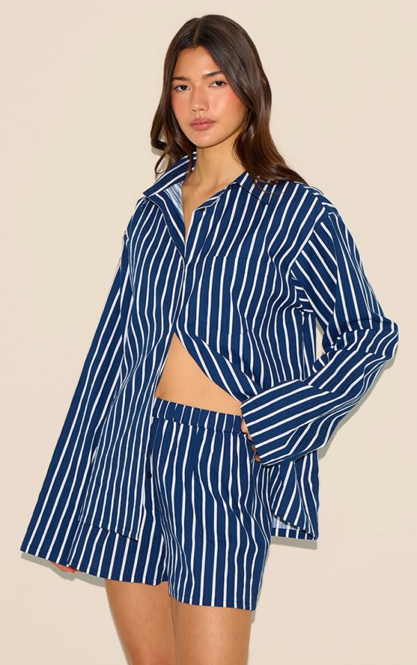 Navy Striped Floaty Shorts