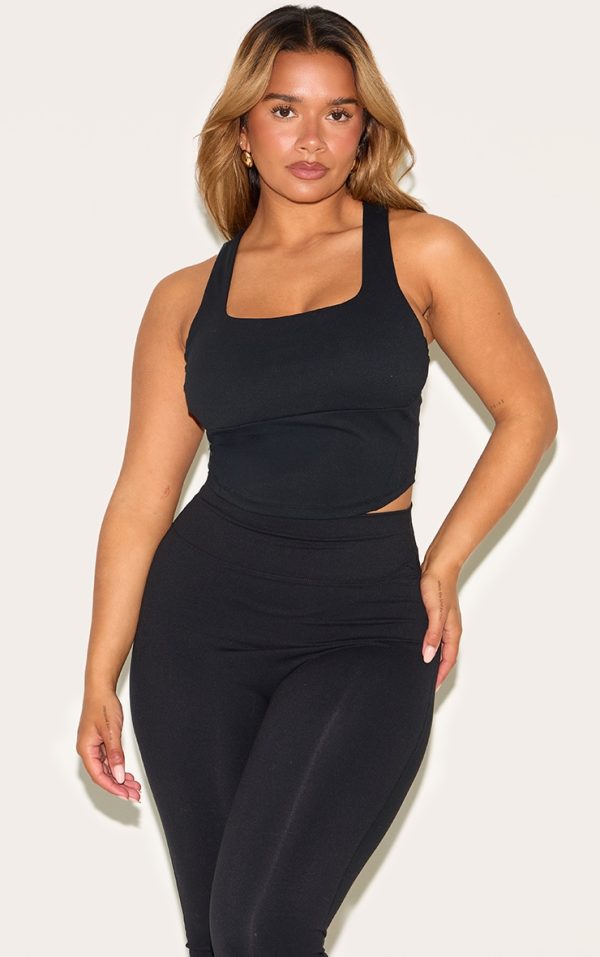 Shape Black Active Cupped Seam Detail Sports Bra