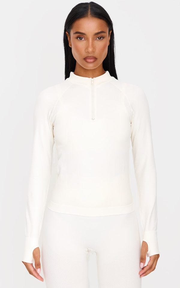 Butter Yellow Seamless Half Zip Gym Top
