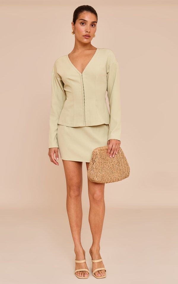 Petite Soft Olive Mid Rise Mini Skirt