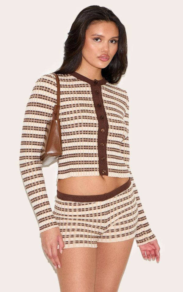 Chocolate Stripe Knitted Cardigan